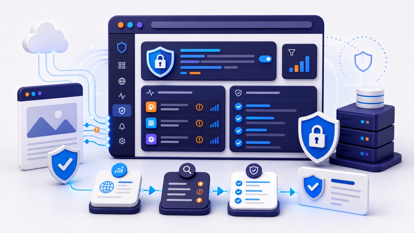 IntoDNS.ai dashboard with a CSP monitor collecting real browser violation reports, showing flagged issues and resolved checks